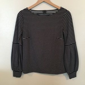 Ann Taylor Navy White Stripe Shirt Sz S - EUC